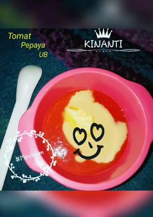 Foto resep MPASI 6m 😋(Tomat,Pepaya,UB,EVO,Milna biskuit)