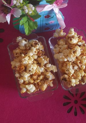 صورة لوصفة بوب كورن 🌽🌽🍿🍿 مكرمل بنه وتقرميشه 😂😂😂