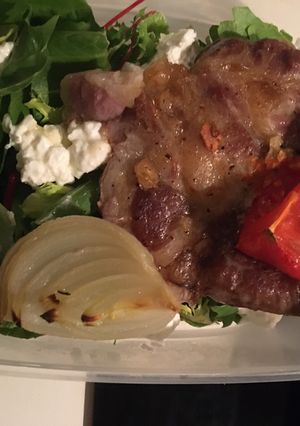Fokhagymás sült tarja salival recept fotója