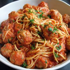 A picture of Spaghetti & Meatballs in Tomato Sauce (aka Lupin III Spaghetti).