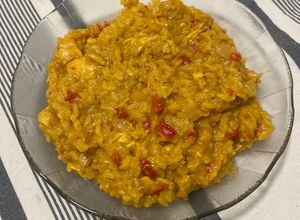 Una foto de Risotto de arroz con pollo