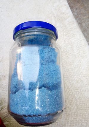 A picture of Homemade color sugar.