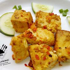 Spicy baked tofu A picture of Spicy baked tofu.