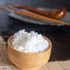 Japanese rice to make sushi rice A picture of Japanese rice to make sushi rice.