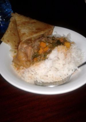 A picture of Rice beef with chapati.
