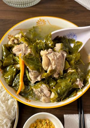 A picture of River Leaves Chicken Soup | Canh Gà Lá Giang.