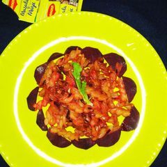 A picture of Beetroot magic masala pasta.