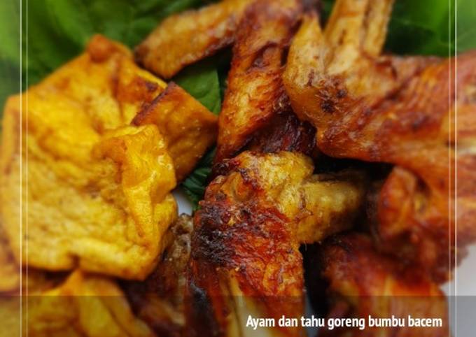 Ayam dan tahu goreng bumbu bacem