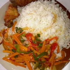 White rice and veggies A picture of White rice and veggies.