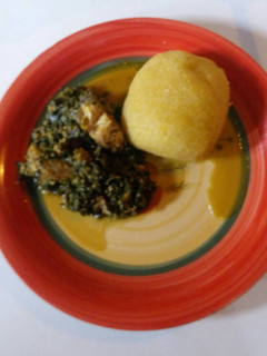 A picture of Egusi Vegetable soup.