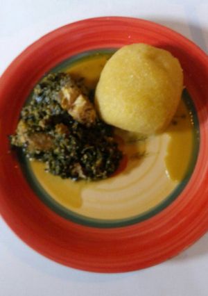A picture of Egusi Vegetable soup.