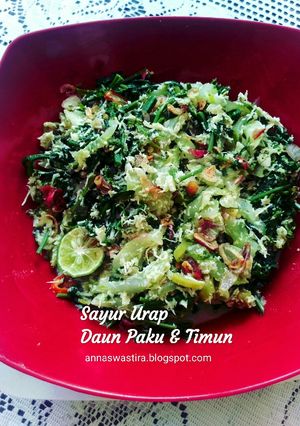 Foto resep 101. Sayur Urap Daun Paku & Timun