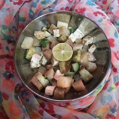 A picture of Mom's special paneer salad.