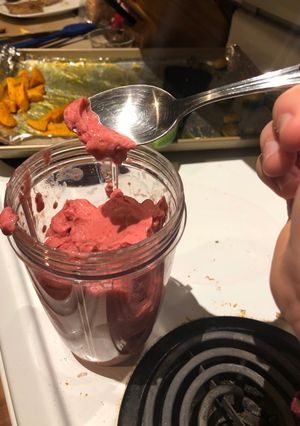 A picture of Raspberry peach sorbet.