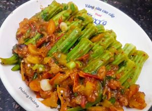 Hình của món Đậu bắp xào sốt cà chua Eat clean (21k) (150 calories).