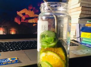 Hình của món Detox cam dưa leo lá bạc hà hạt Chia.