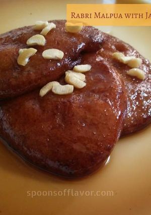 A picture of Rabri Malpua with Jaggery Recipe.