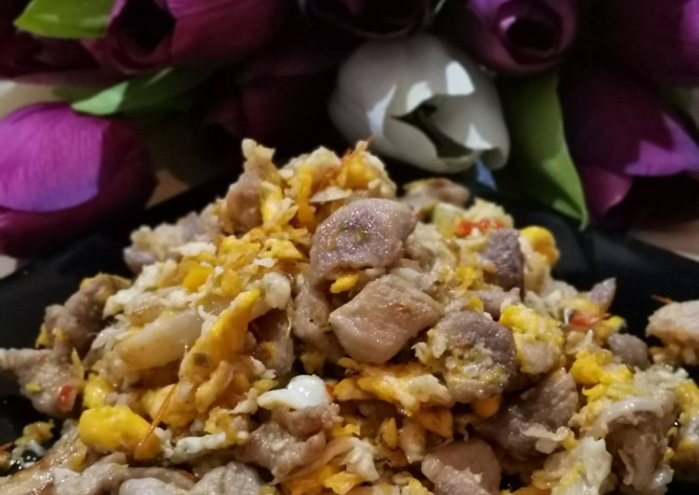 Tumis Asparagus daging babi (sapi /ayam) telur