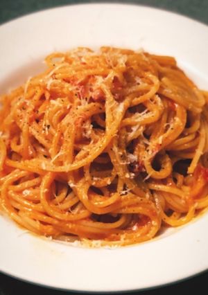 A picture of Spaghetti all'Amatriciana.