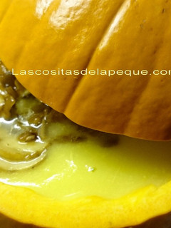 Una foto de Crema de calabaza con jengibre y champiñones portobelo al jerez