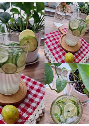 عکسی از دستور شربت خیار لیمو🥒🍋