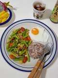 หน่อไม้ฝรั่งผัดน้ำมันหอย(ผัดน้ำ)vegan
