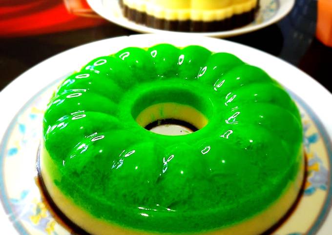 Resep Puding 3 Lapis Pandan Lumut Mentega Coklat Oleh Sharamarine