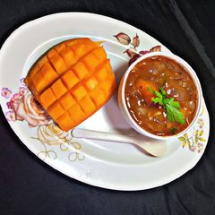 A picture of Mango soup 🥭.