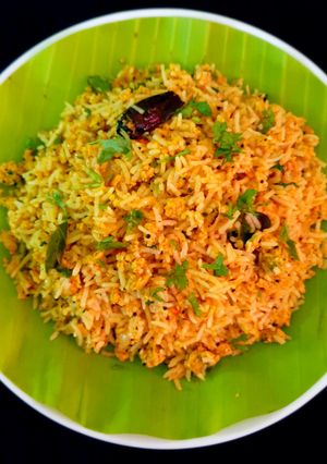 A picture of South Indian style egg rice.