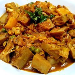 A picture of Spicy Kathal or Raw Jackfruit Sabzi.