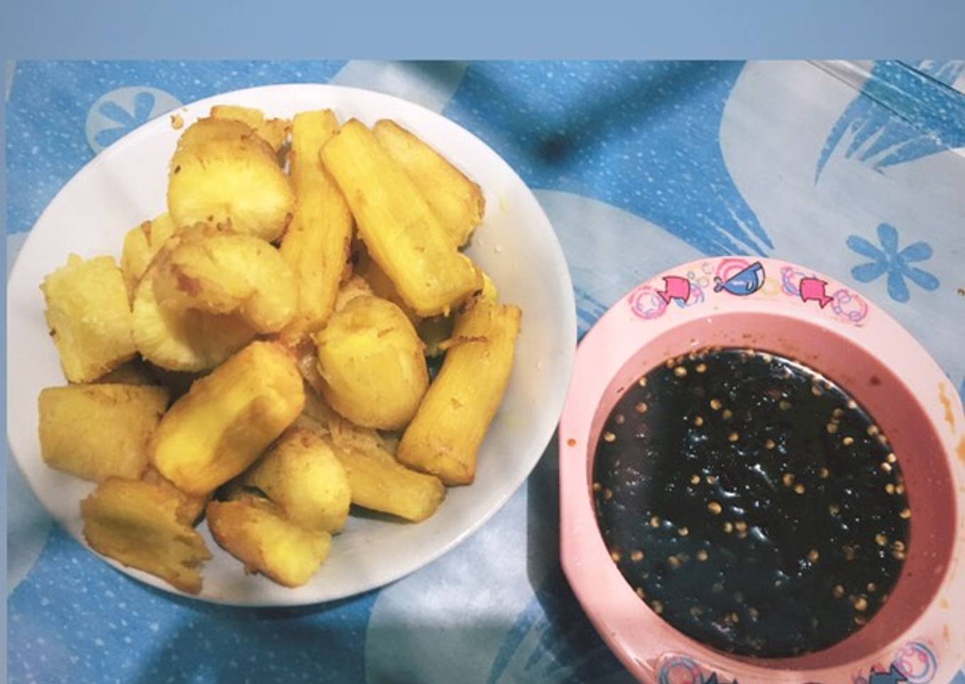 Singkong enak + sambal kecap pedas