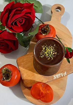 عکسی از دستور پودینگ خرمالو شکلاتی