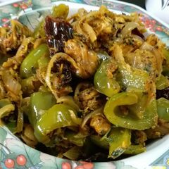 A picture of Chicken Bell Pepper Fry.