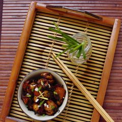 Baby potato manchurian - without corn flour A picture of Baby potato manchurian - without corn flour.