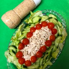 A picture of Shredded chicken salad.