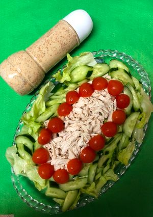 A picture of Shredded chicken salad.