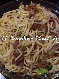 Foto resep Spaghetti Smoked Beef Aglio Olio