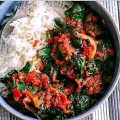 A picture of EFO RIRO (Vegetable soup).