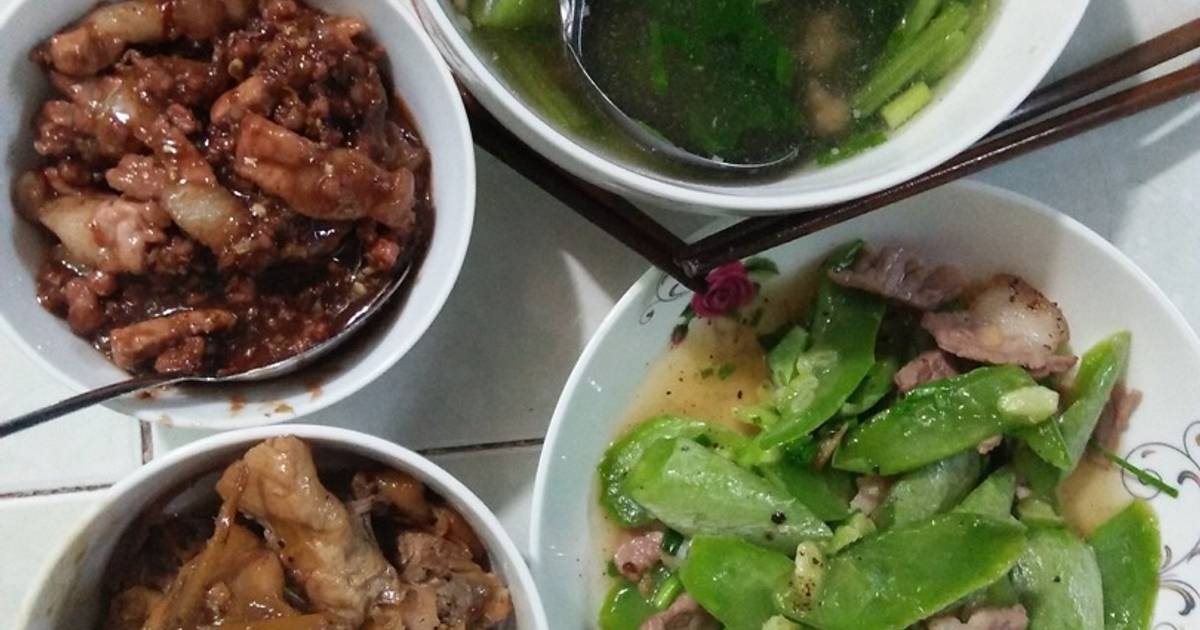 Cách Làm Món Ba rọi xào mắm ruốt-khổ qua tây xào ba rọi-canh cải ngọt ...