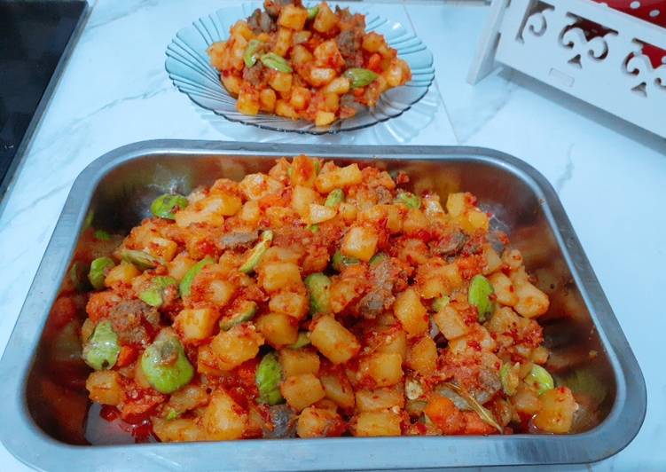 Resep Kentang Balado ati &amp; pete, Lezat