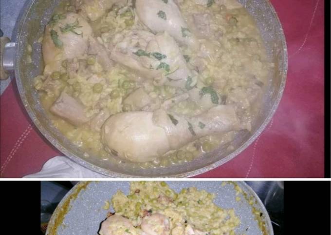 Come a Fai  Veloce Risotto funghi,piselli,pollo e tacchino