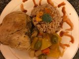 Pollo con vegetales a la piña