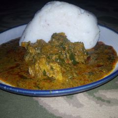 A picture of Tuwon shinkafa miyar ogbono da agushi.