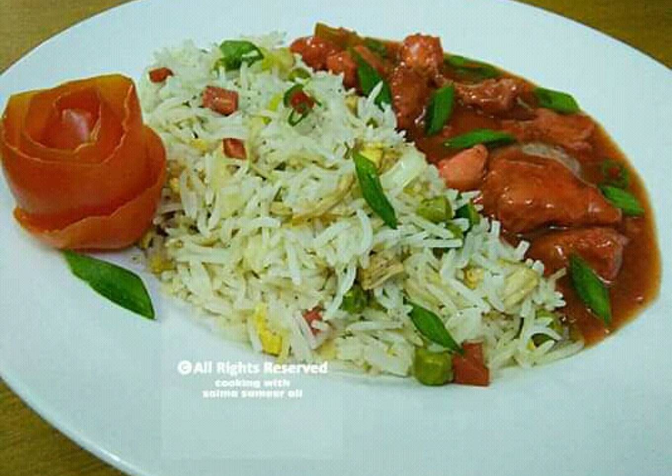 Chinese rice with Manchurian by Saima Sameer ali #cookpadapp