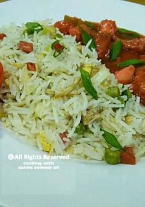 A picture of Chinese rice with Manchurian by Saima Sameer ali #cookpadapp.