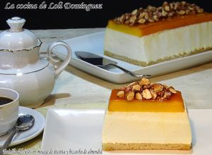 Una foto de Tocinillo del cielo con mousse de Ricotta y bizcocho de almendra