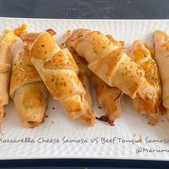Mozzarella Cheese Samosa VS Beef Tongue Samosa😊 A picture of Mozzarella Cheese Samosa VS Beef Tongue Samosa😊.