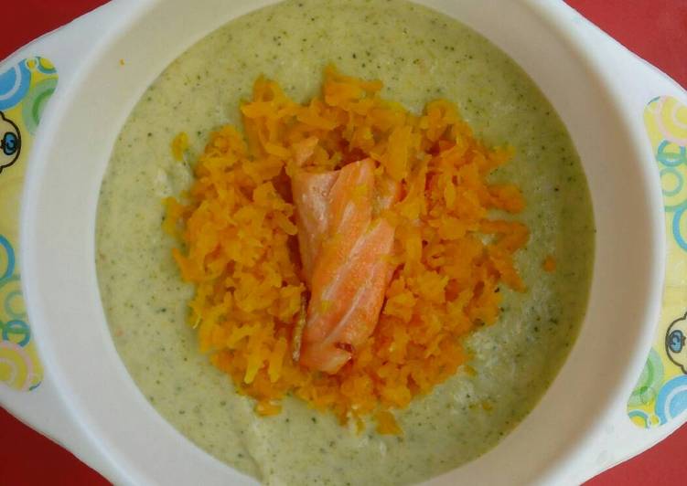 Resep MPASI 8m+ : Bubur Kentang Salto (Salmon-Tofu) 4* + Evoo, Sempurna