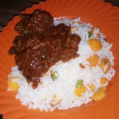 A picture of Rice and Stew.