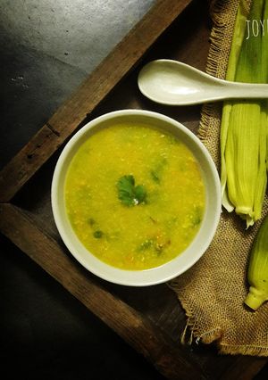 A picture of Sweet corn soup (without onion garlic).